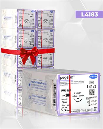 SET00103 DOĞSAN Pegelak 3/0 18 3/8 Keskin (▼) 75cm PGLA Emilebilir Sütür 10 Kt./Set