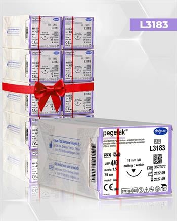 SET00104 DOĞSAN Pegelak 4/0 18 3/8 Keskin (▼) 75cm PGLA Emilebilir Sütür 10 Kt./Set