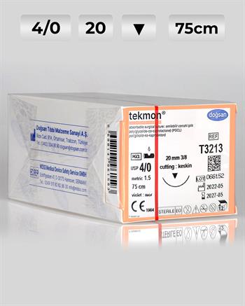 T3213 DOĞSAN Tekmon 4/0 20 3/8 Keskin (▼) 75cm PGCL Emilebilir Sütür 12 Ad./Pkt