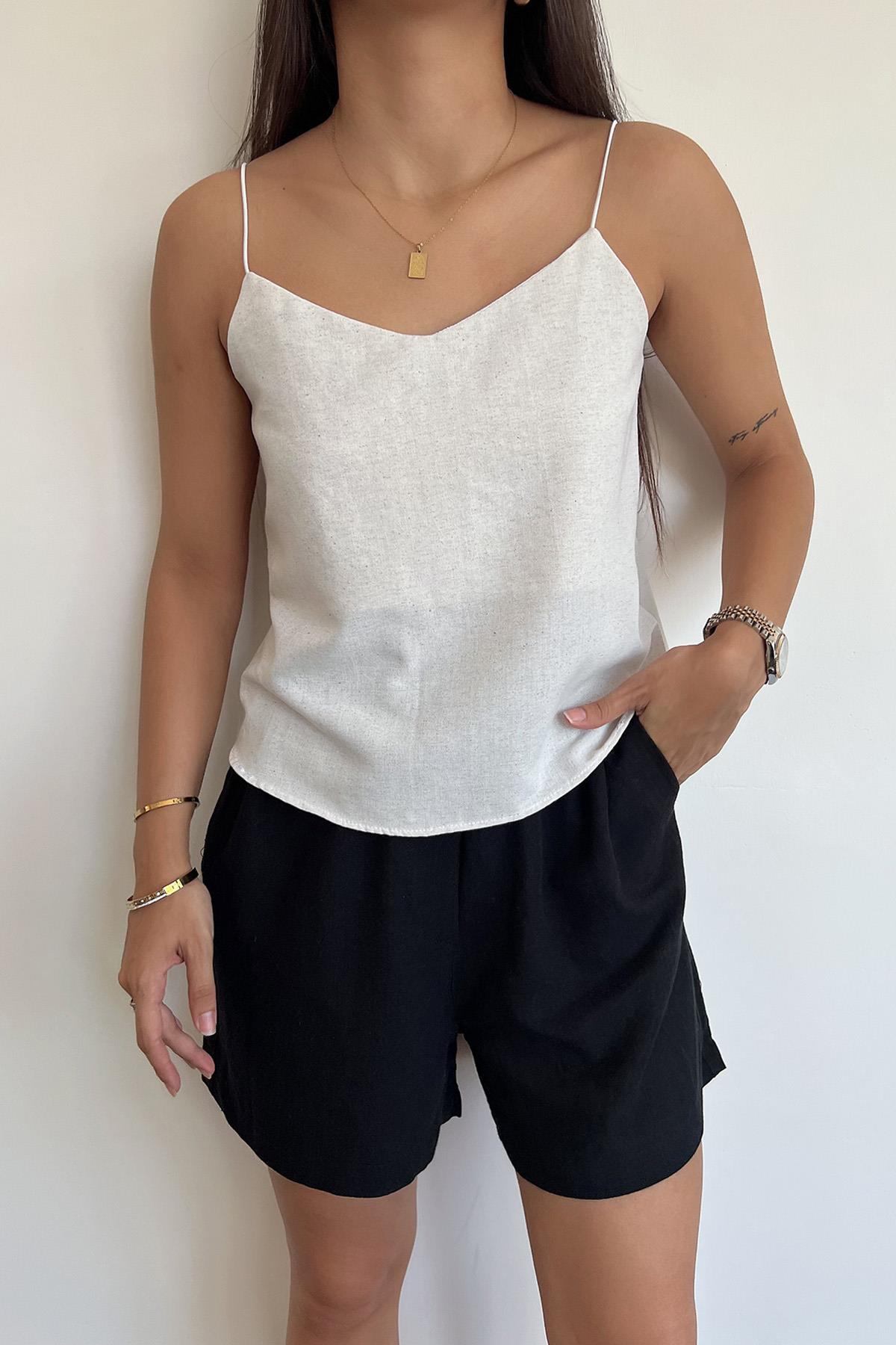 HANGING RAW LINEN BLOUSE