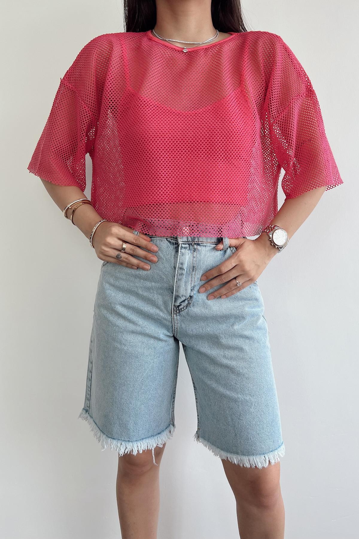 LINED FILLET CROP BLOUSE