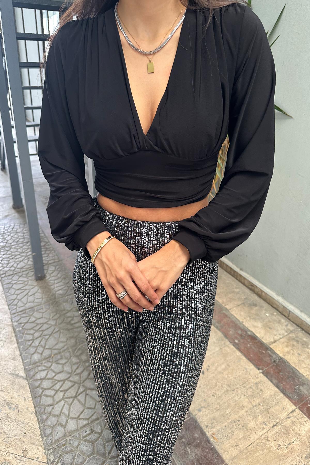 VERSENDET CROP BLUSE VON DER SCHULTER