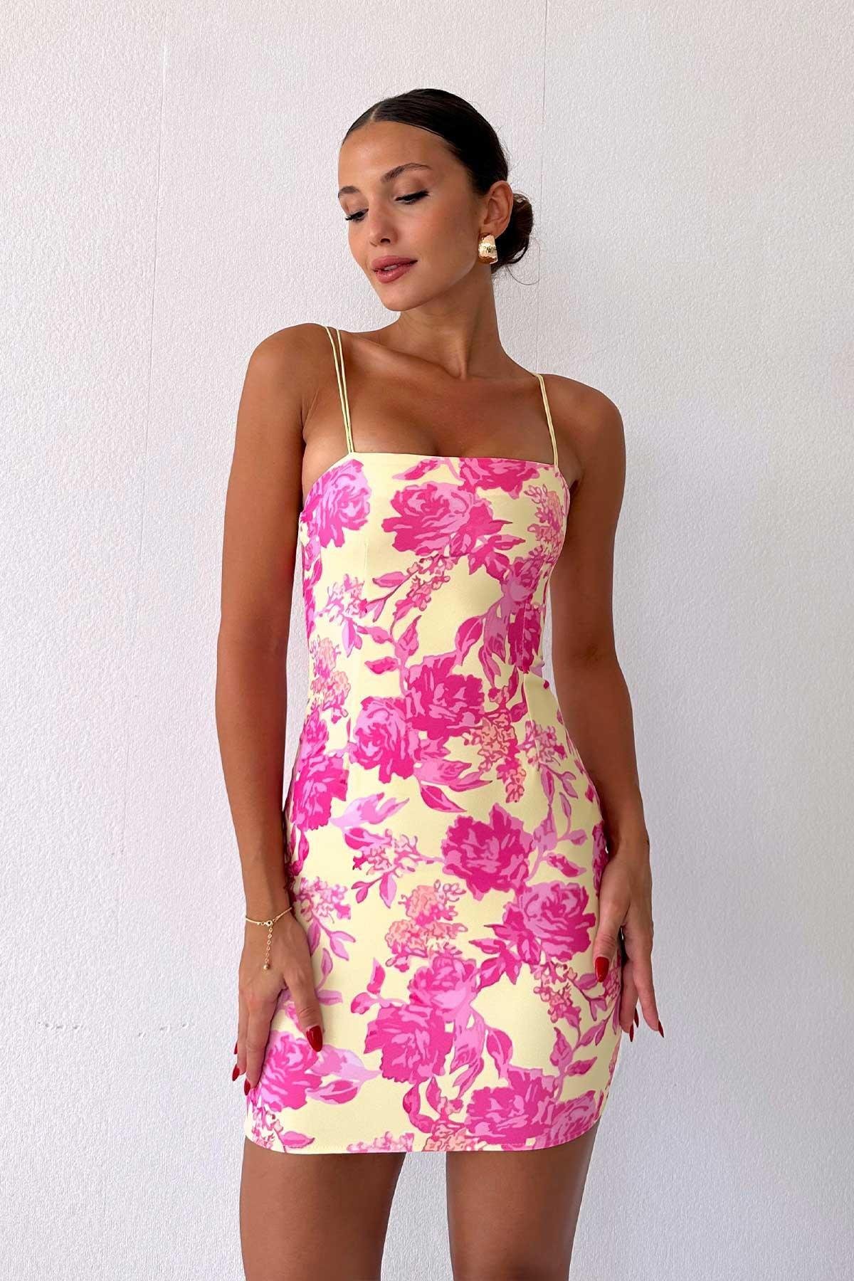 GEBLÜMTES MINIKLEID