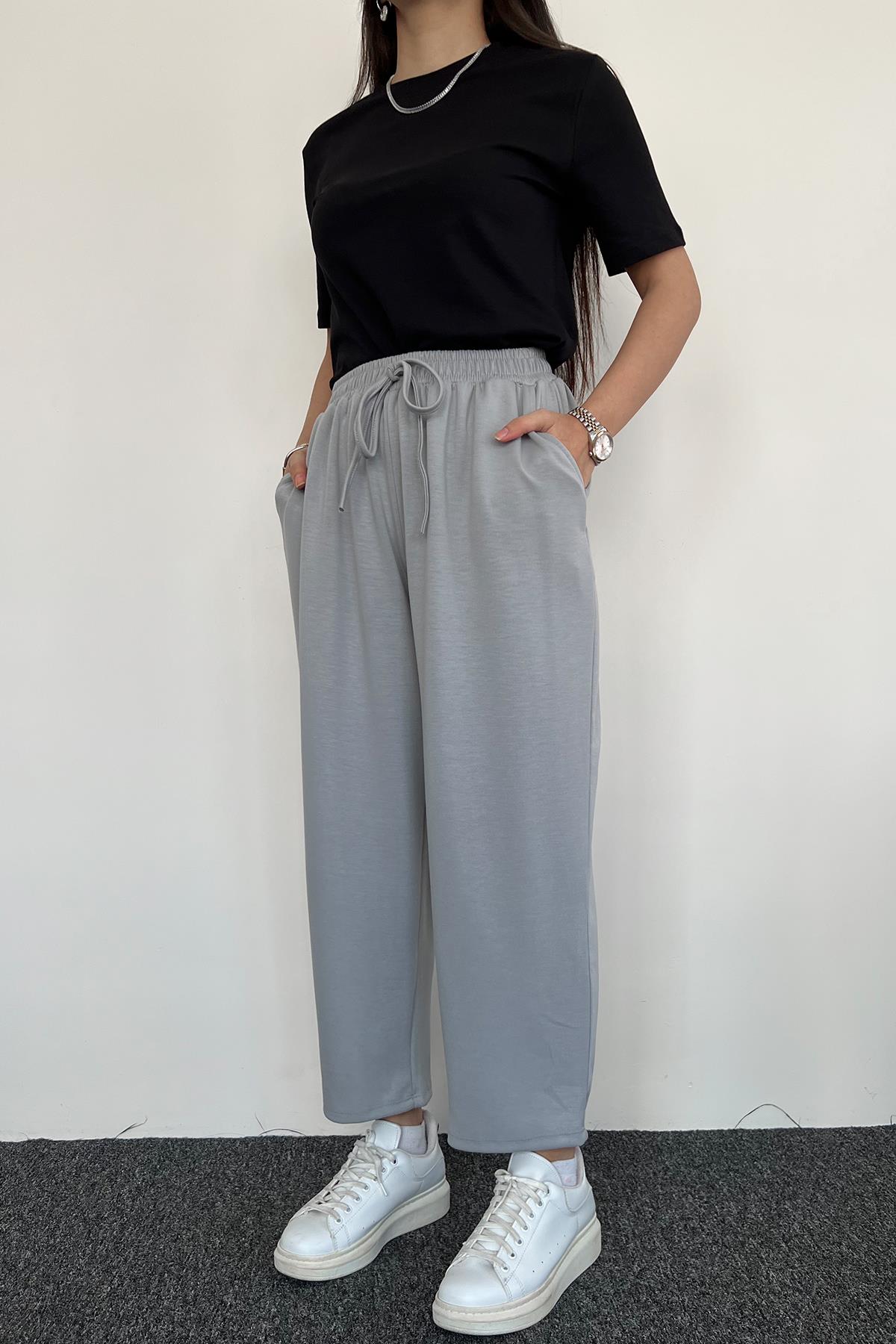 COMFY HAVUÇ KESİM BELİ LASTİKLİ EŞOFMAN ALTI GRİ