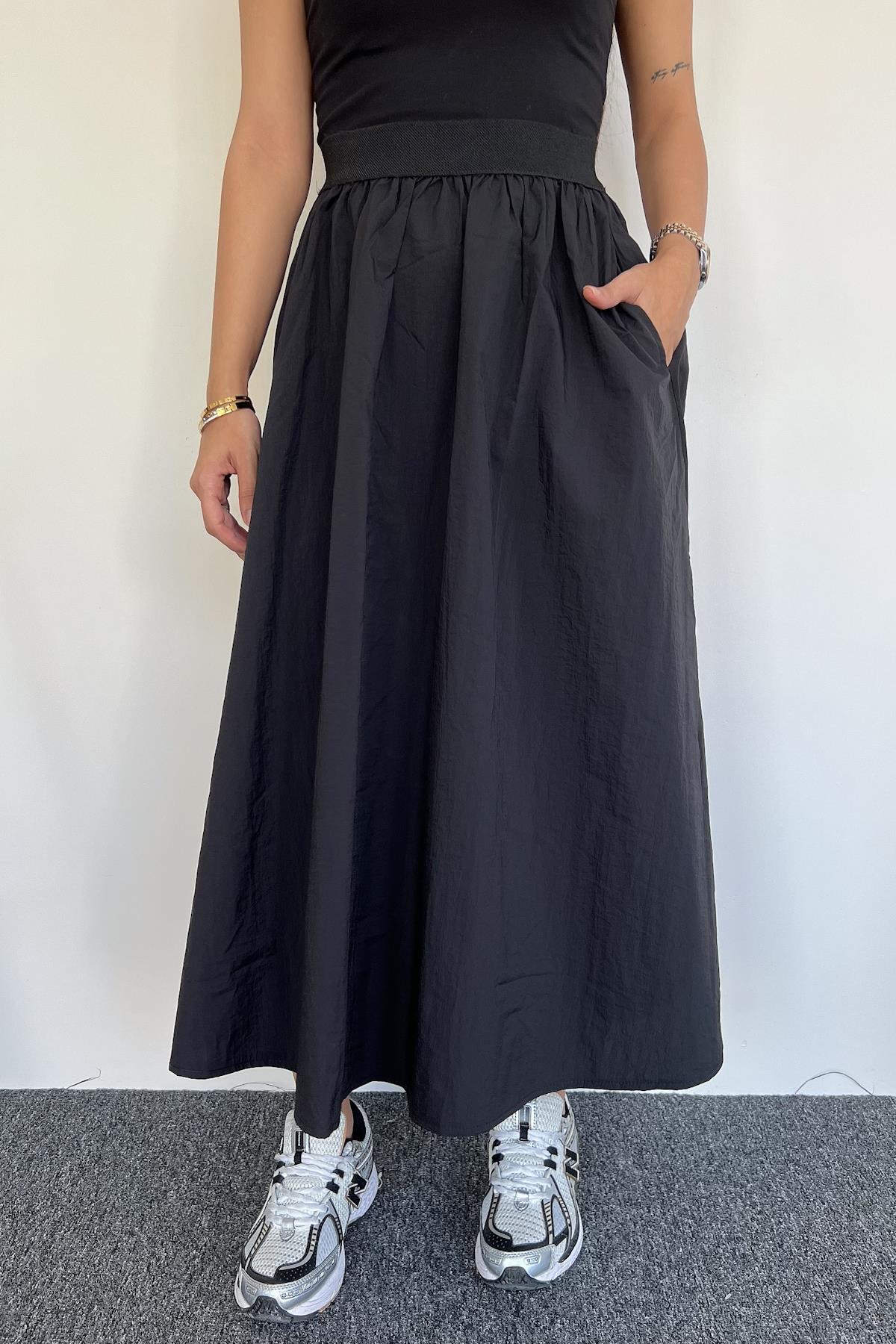 PARACHUTE FABRIC SKIRT WITH ELASTIC WAIST