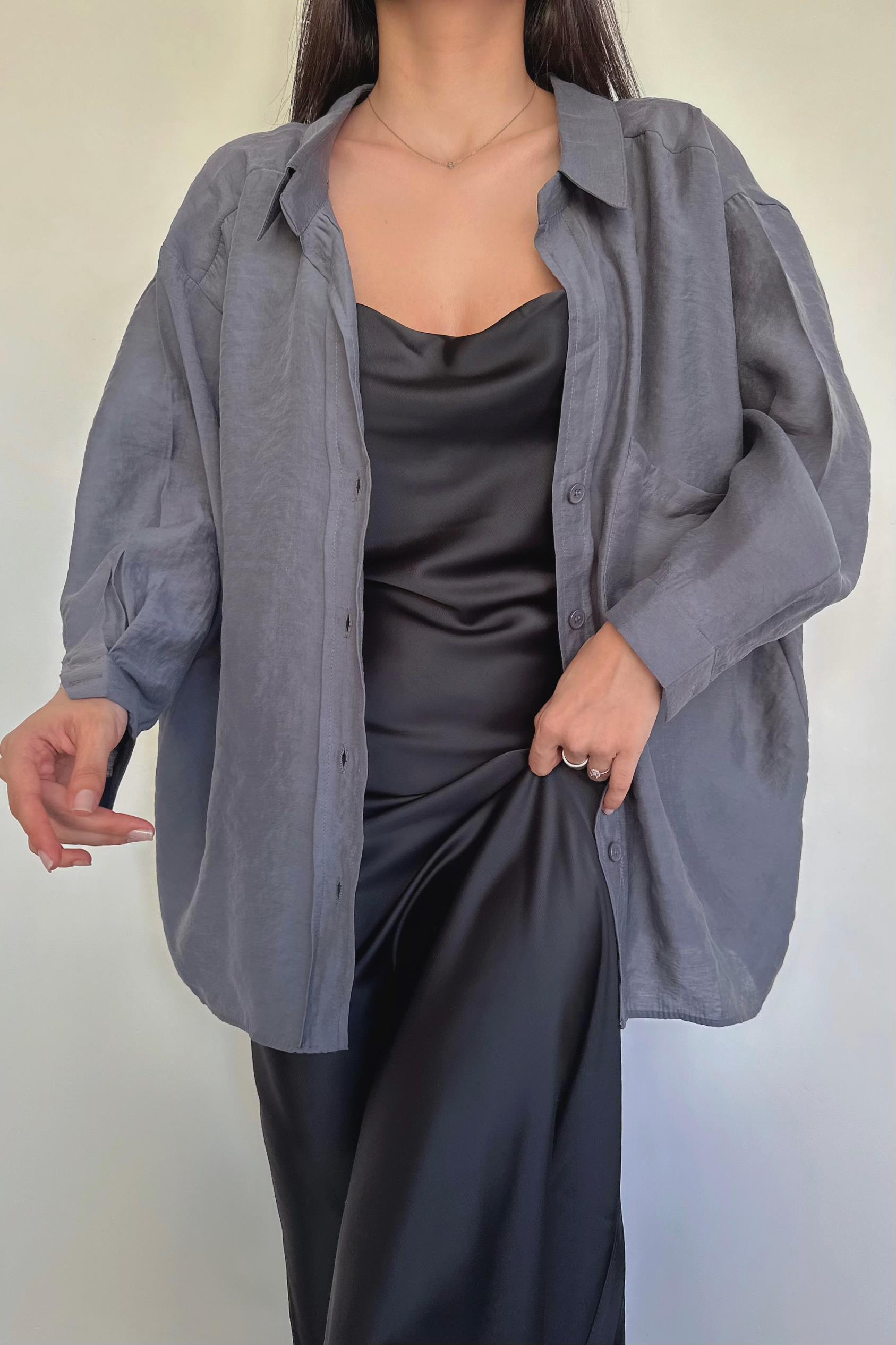 РУБАШКА ОВЕРСАЙЗ С НИЗКИМИ ПЛЕЧАМИ