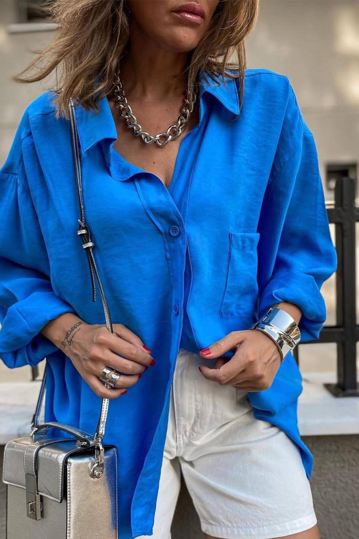 قميص كبير الحجم بأكتاف منخفضة