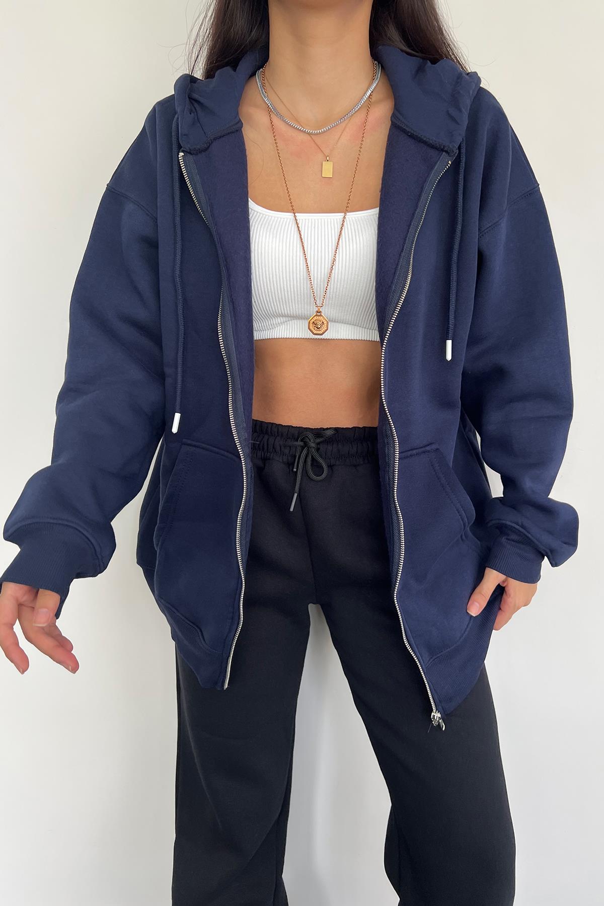 KAPUZEN-CARDIGAN MIT 3-FADEN-REISSVERSCHLUSS