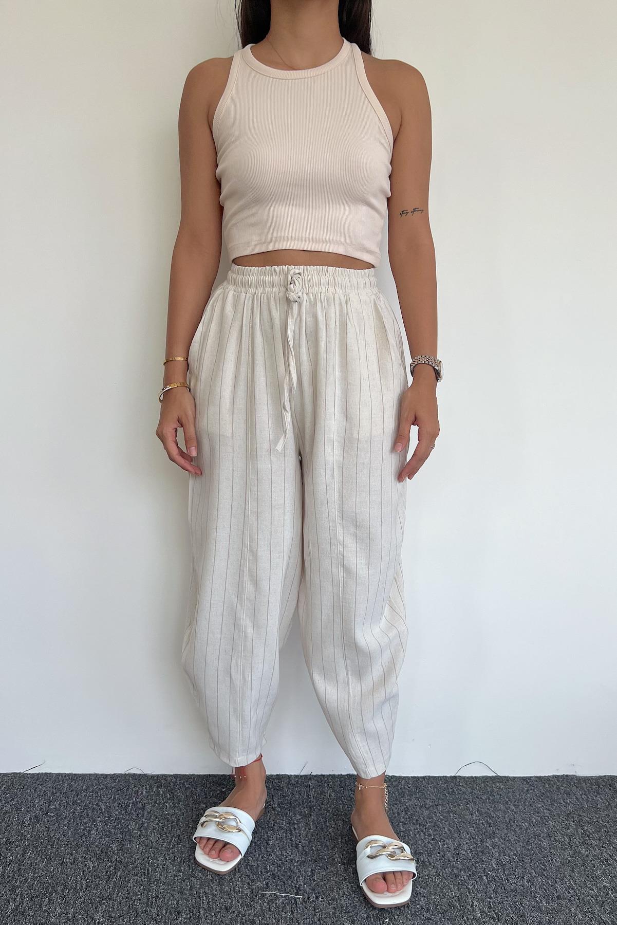 SHALWAR-HOSE AUS LEINEN