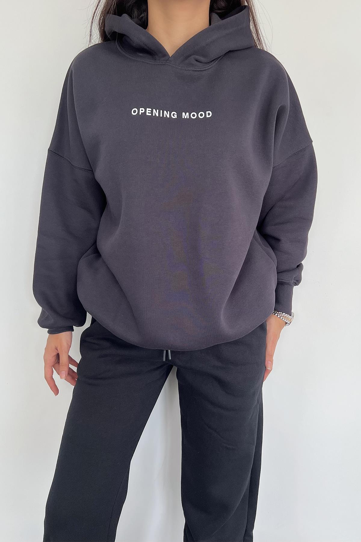 OPENNING FRONT BACK PRINTED HOODED SWEATSHIRT