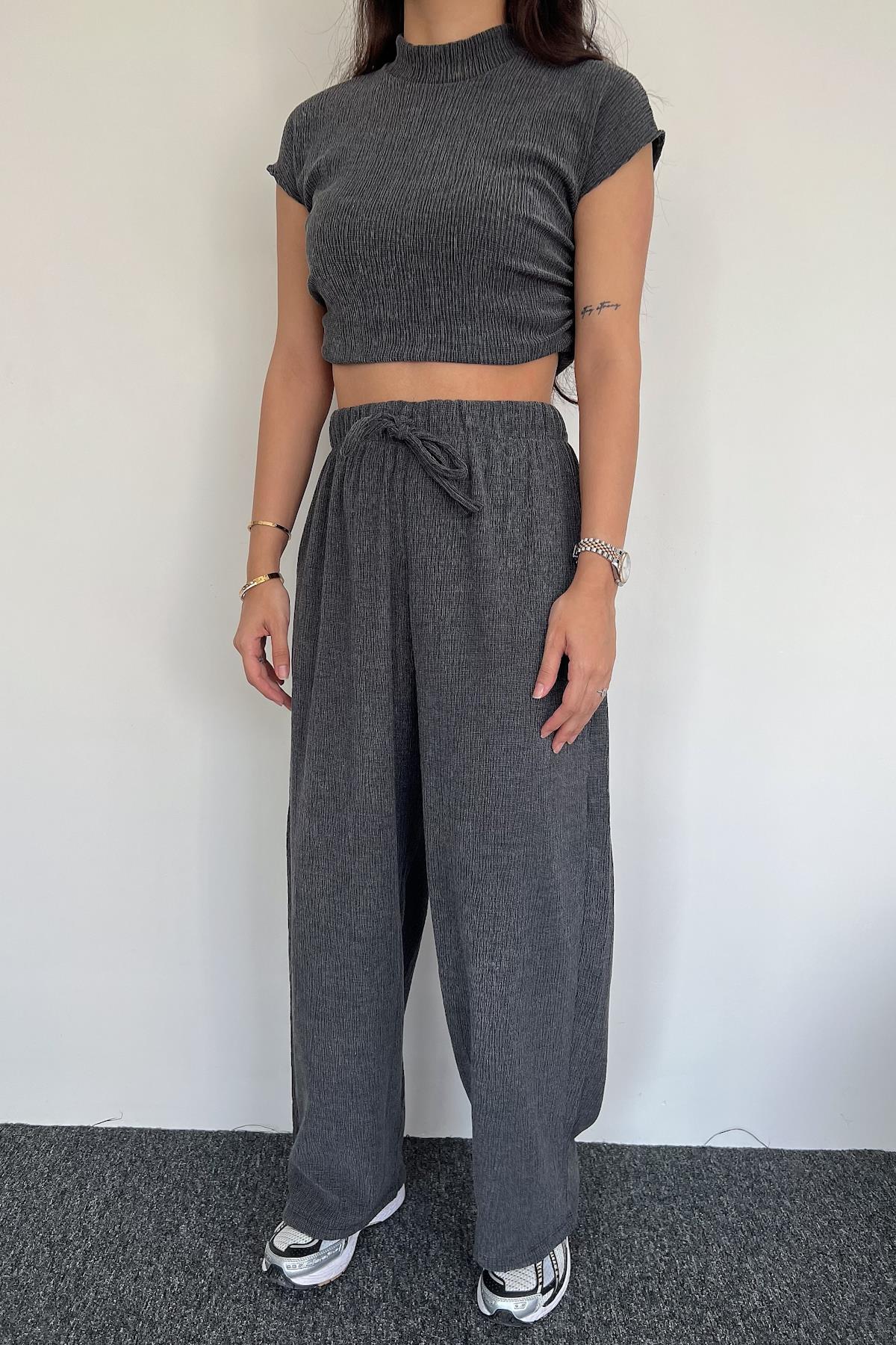 منقوشة الخصر بلوزة-بنطلون HOT SET