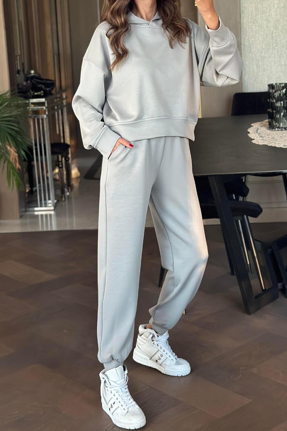 HOODİE EŞOFMAN TAKIM GRİ