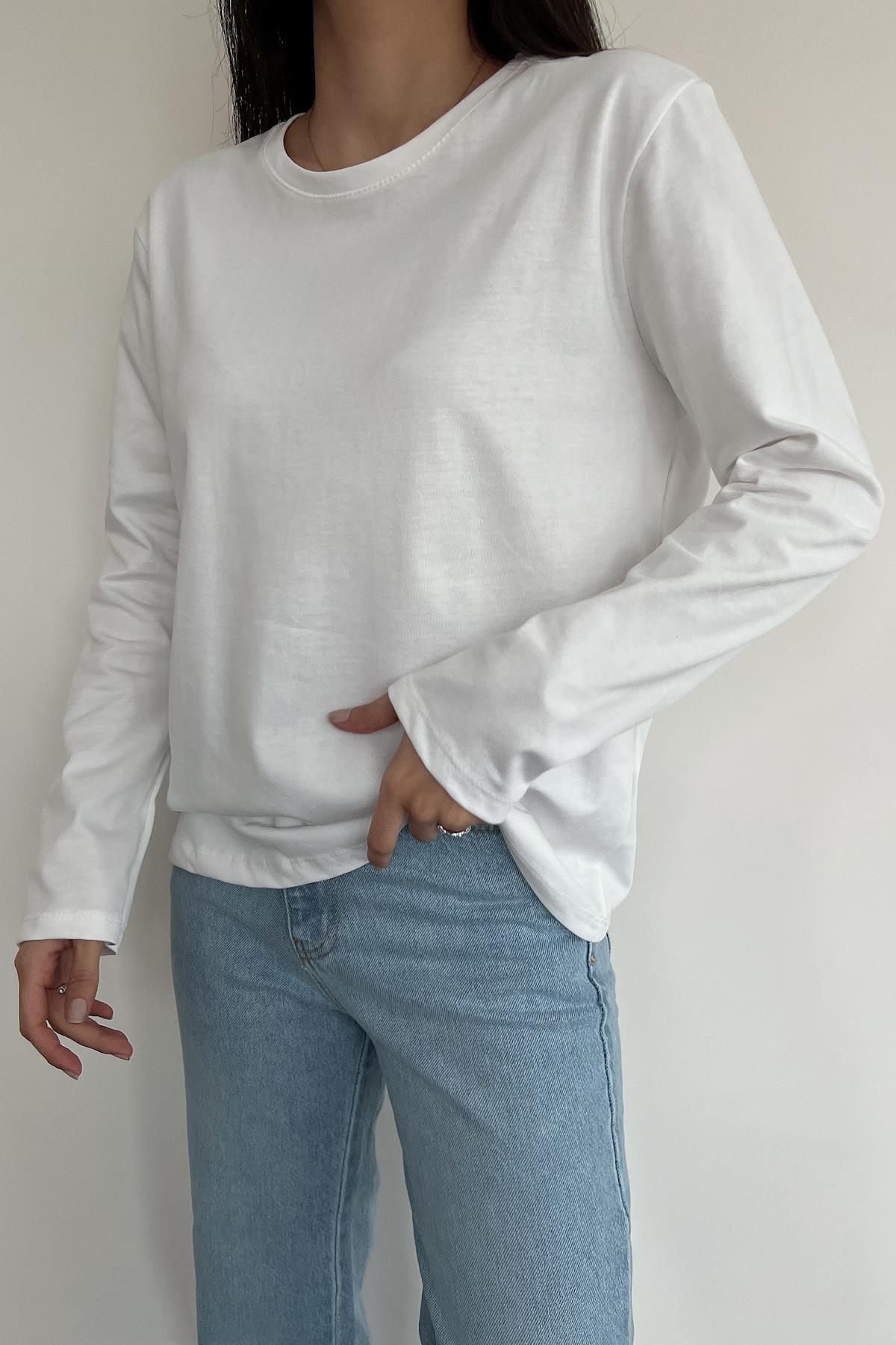 BASIC UZUN KOLLU TİŞÖRT BEYAZ