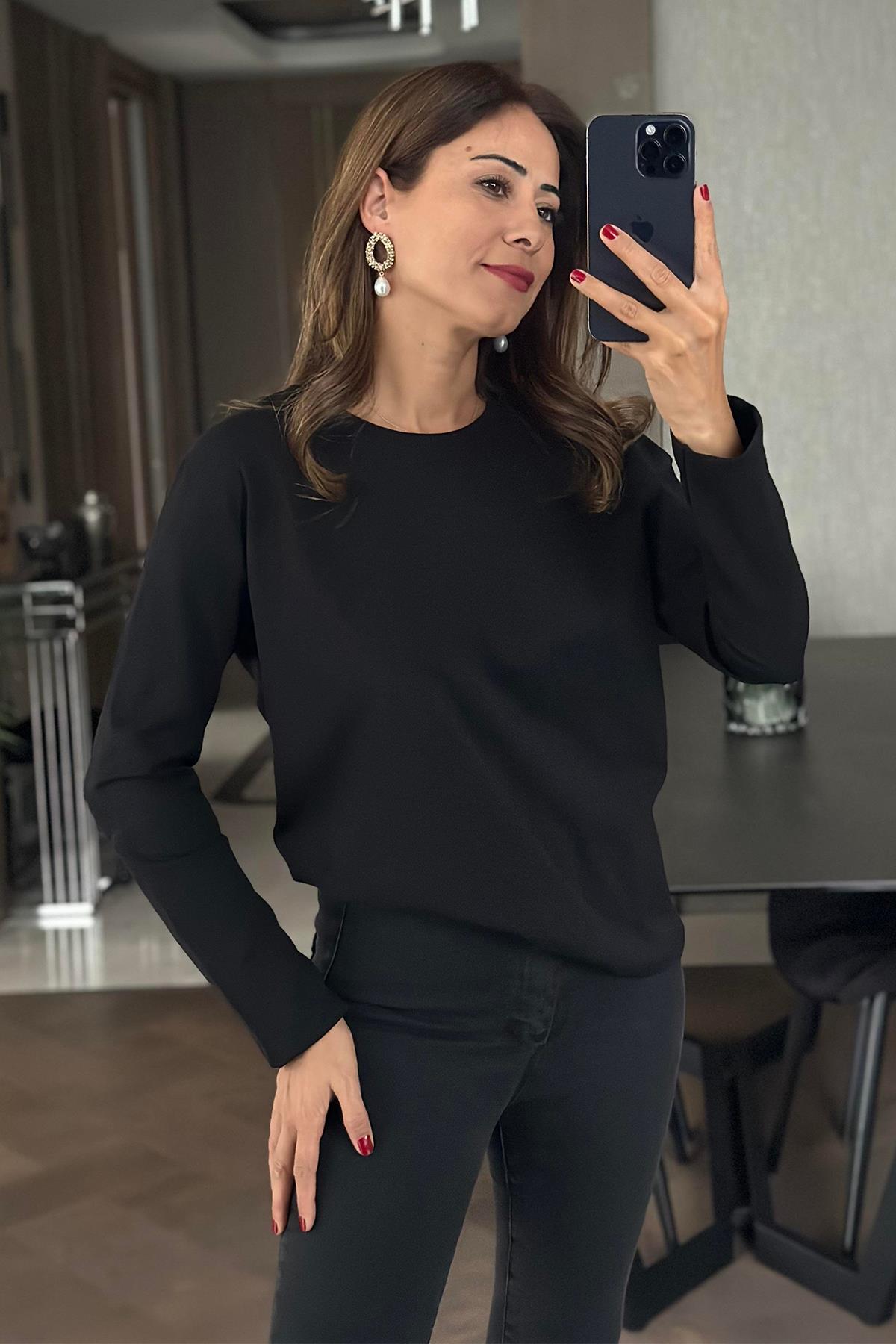 BASIC UZUN KOLLU TİŞÖRT SİYAH