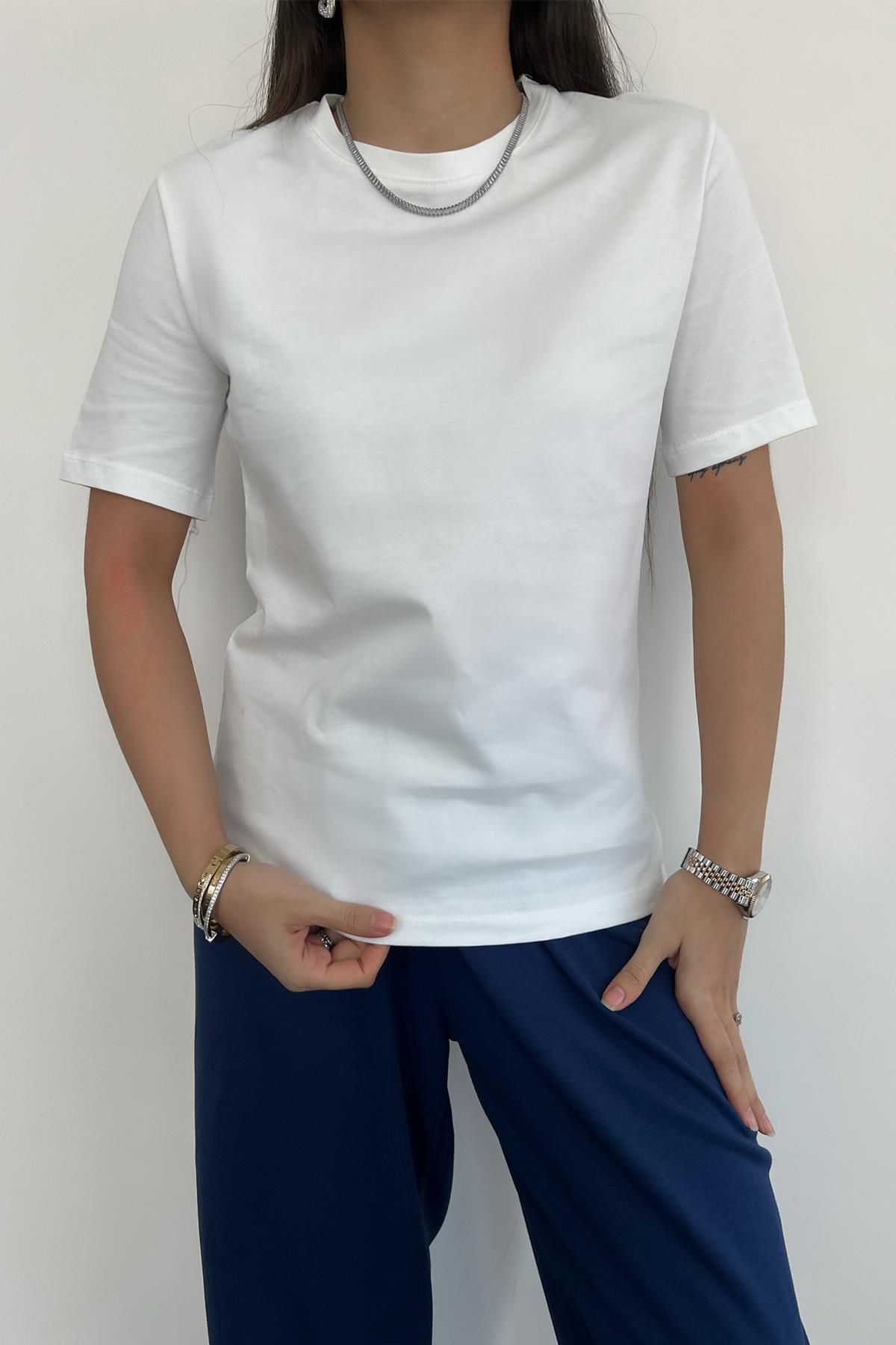 MASSİMO BİSİKLET YAKA BASIC TİŞÖRT BEYAZ