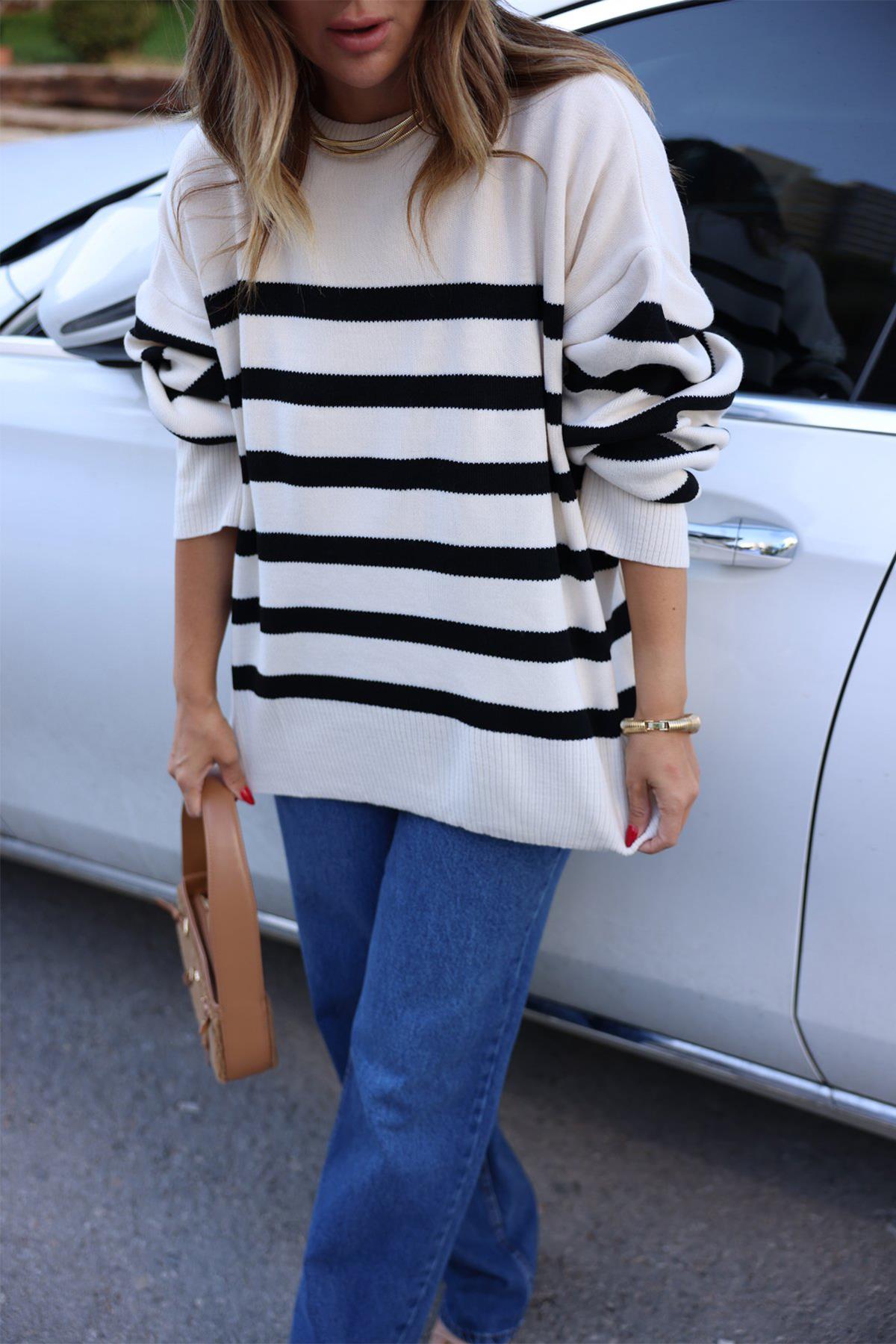 TURTLEneck STRIPED KNIT SWEATER