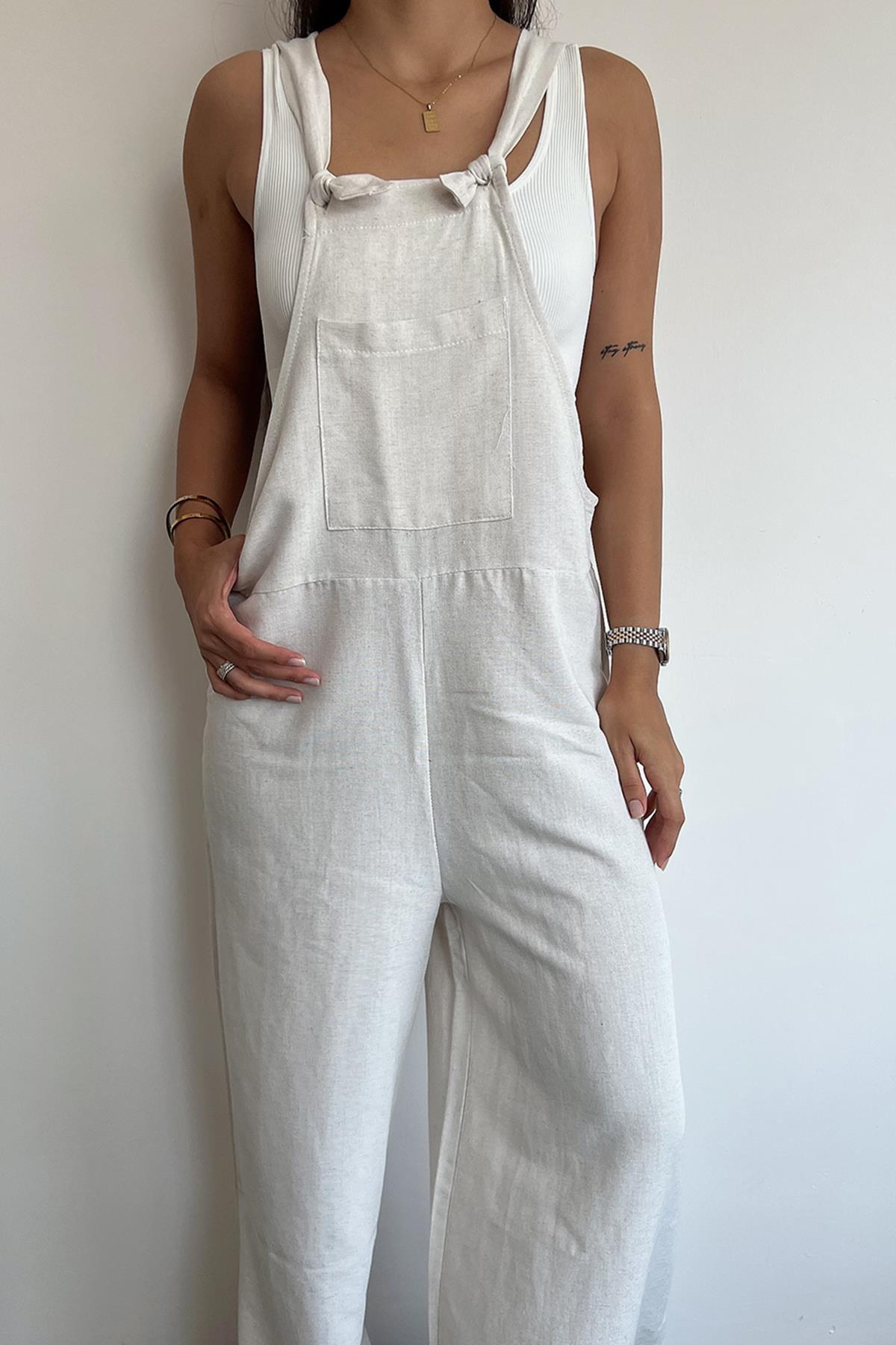 LINEN JUMPSUIT WITH FRONT POCKET