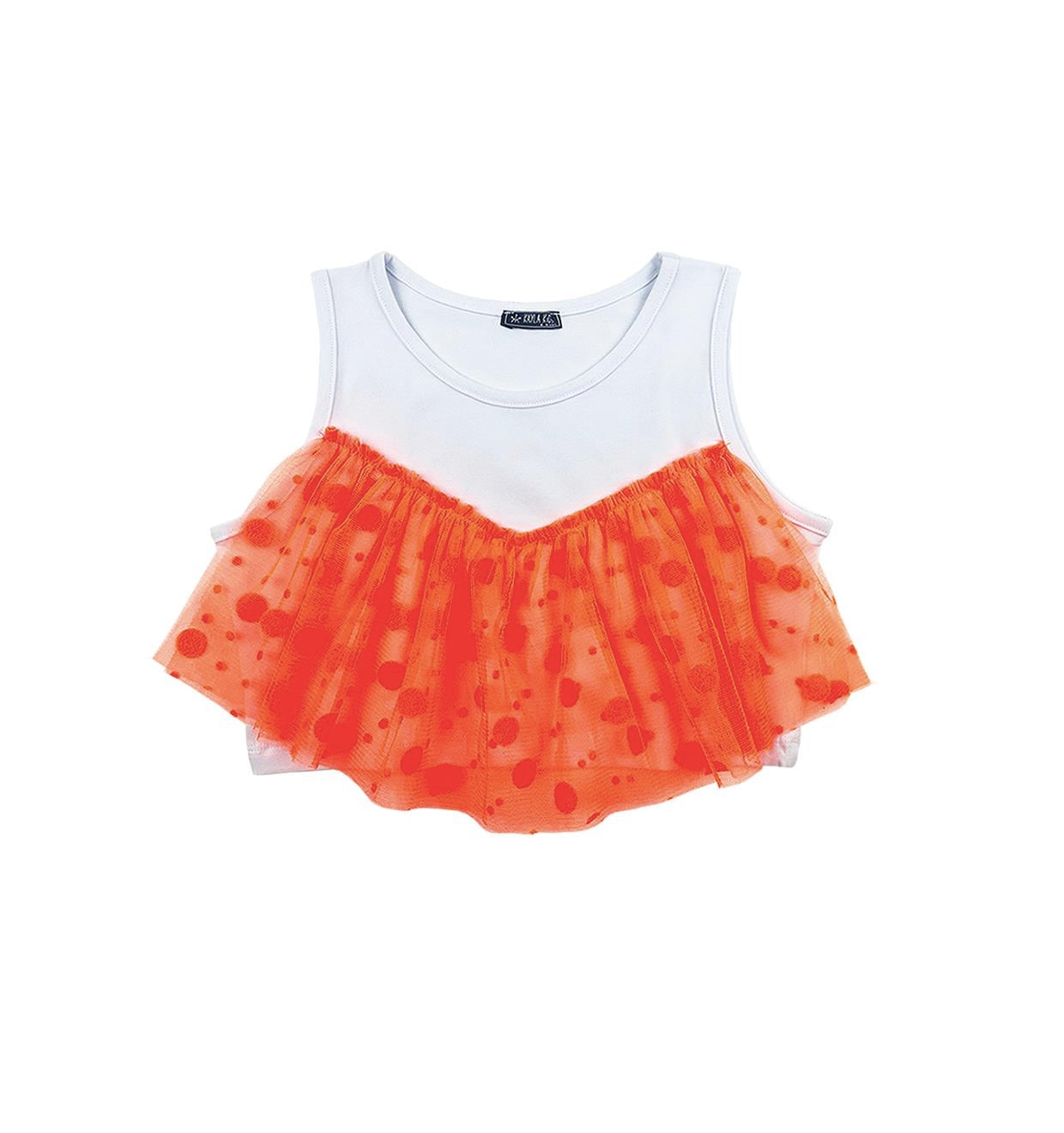 Neon Turuncu Tül Crop Top