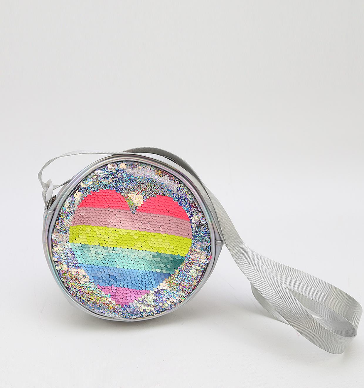 Çift Yönlü Kalp Pul İşlemeli Çanta