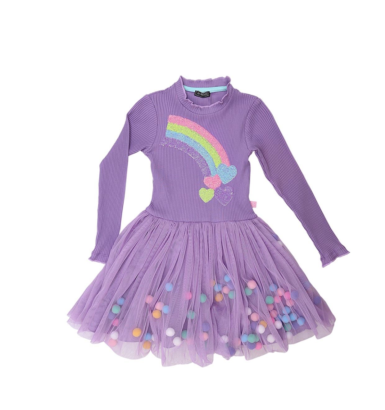 Rainbow Pompom Elbise