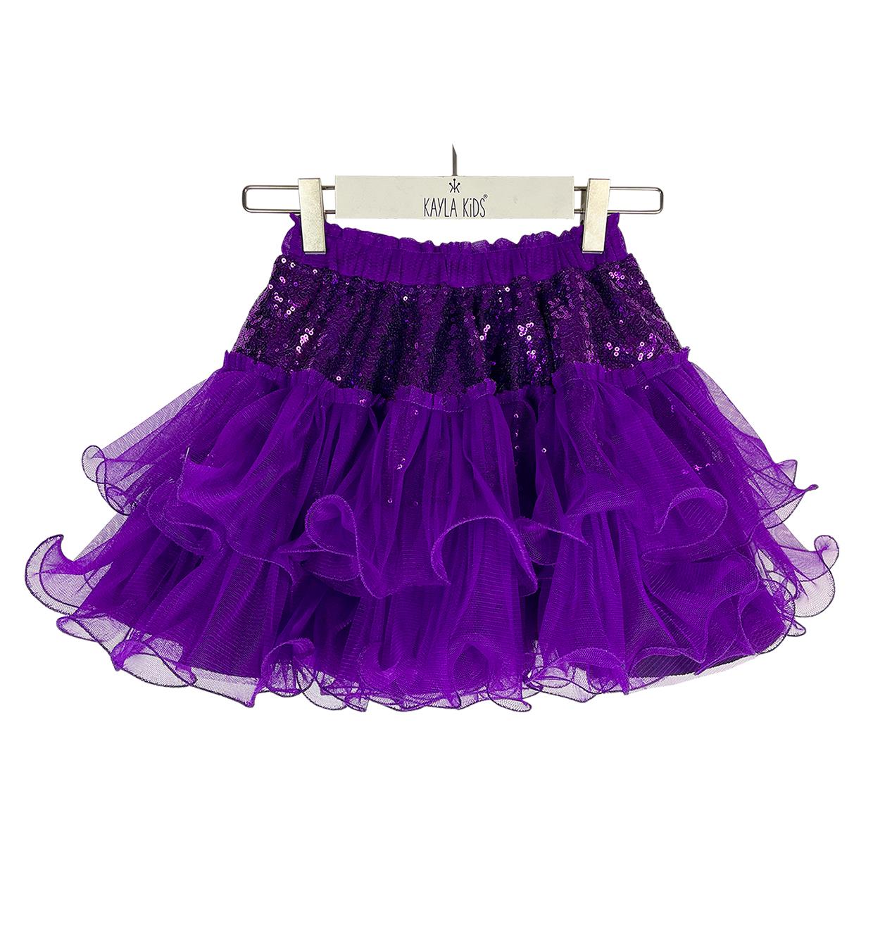 Violet Payetli Tül Etek