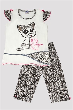 Kız Çocuk Leopar Desenli Pijama Takımı 6529