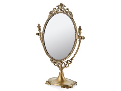 Beauty Antık Gold Oval Masa Aynası