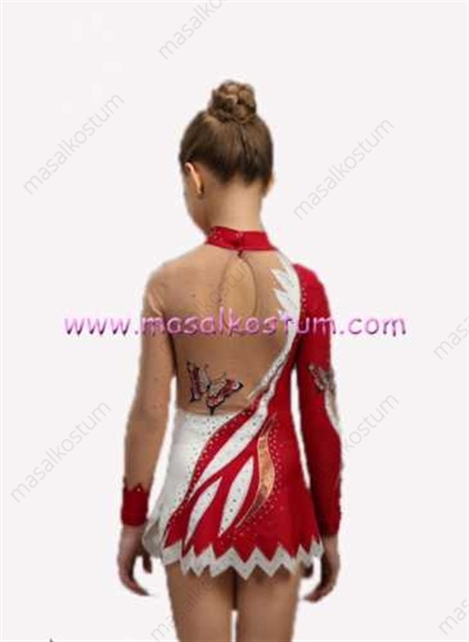 Ritmik Cimnastik Mayosu Kırmızı Kelebek RJM-05