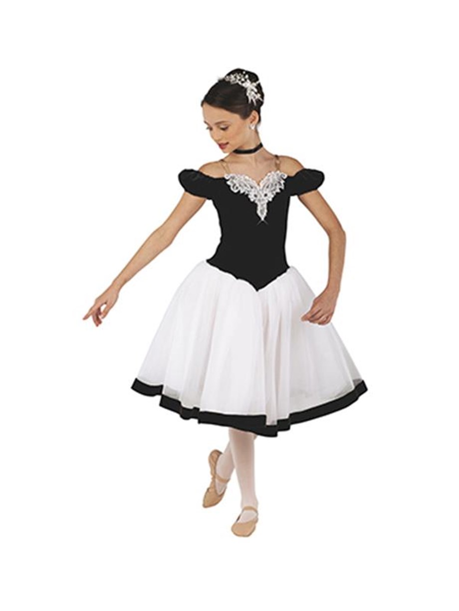 Siyah Beyaz Uzun Tütü Bale Dans Kostümü BLU-08