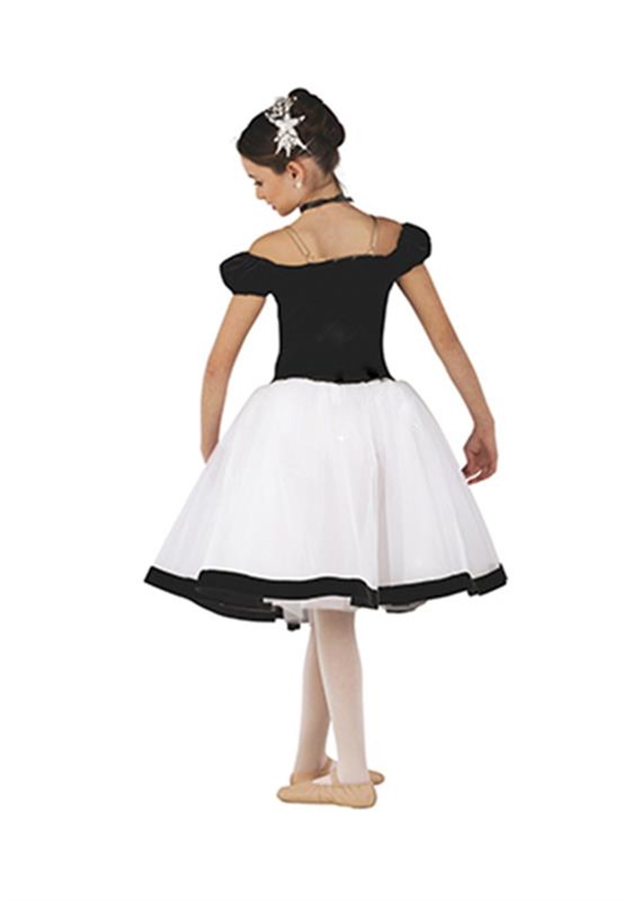 Siyah Beyaz Uzun Tütü Bale Dans Kostümü BLU-08