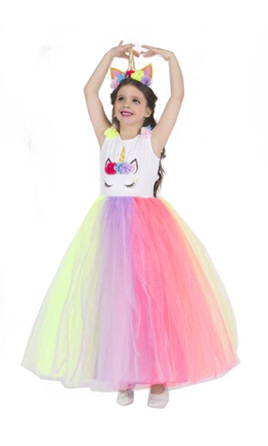Unicorn Poni Kız Çocuk Elbise Kostüm Uzun  MSL-67