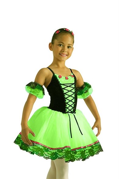 Balerin Klasik Uzun Tütü Dans Kostümü Yeşil BLU-15