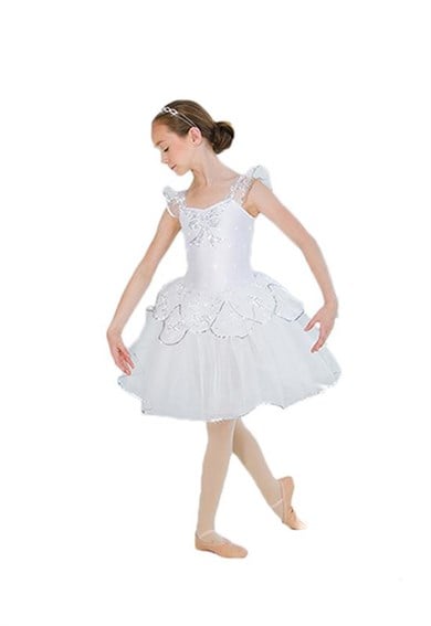 Beyaz Uzun Tütü Bale Dans Kostümü BLU-