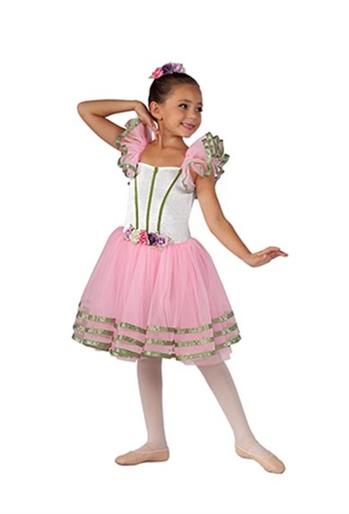 Fırfır Kollu Bale Dans Uzun Tütü Kostümü BLU-19