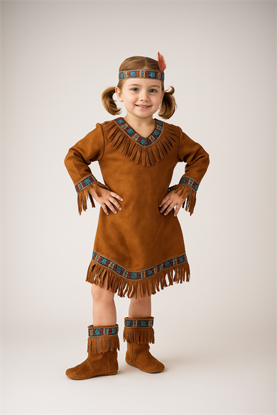 Kızılderili Kız Çocuk Kostümü UK-14