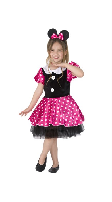 Minnie Mouse Kız Çocuk Elbise ve Taç Kostüm seti MSL-71