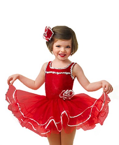 Modern Dans Kız Çocuk Kostümü Kırmızı Lame 