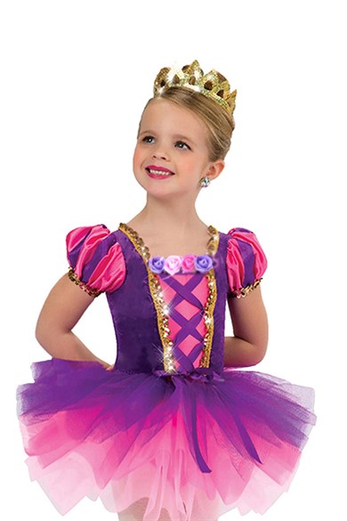 Rapunzel Prenses Kısa Tütü Bale Çocuk Kostümü PS-16