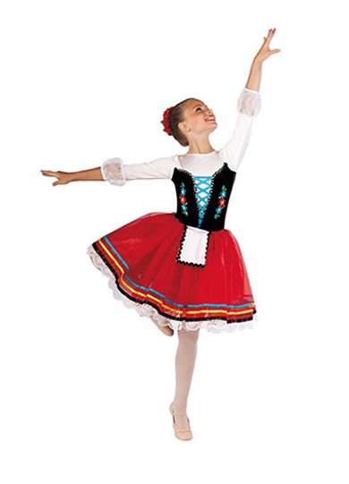 Tarantella Uzun Kollu Dans Bale Kostümü BLU-11
