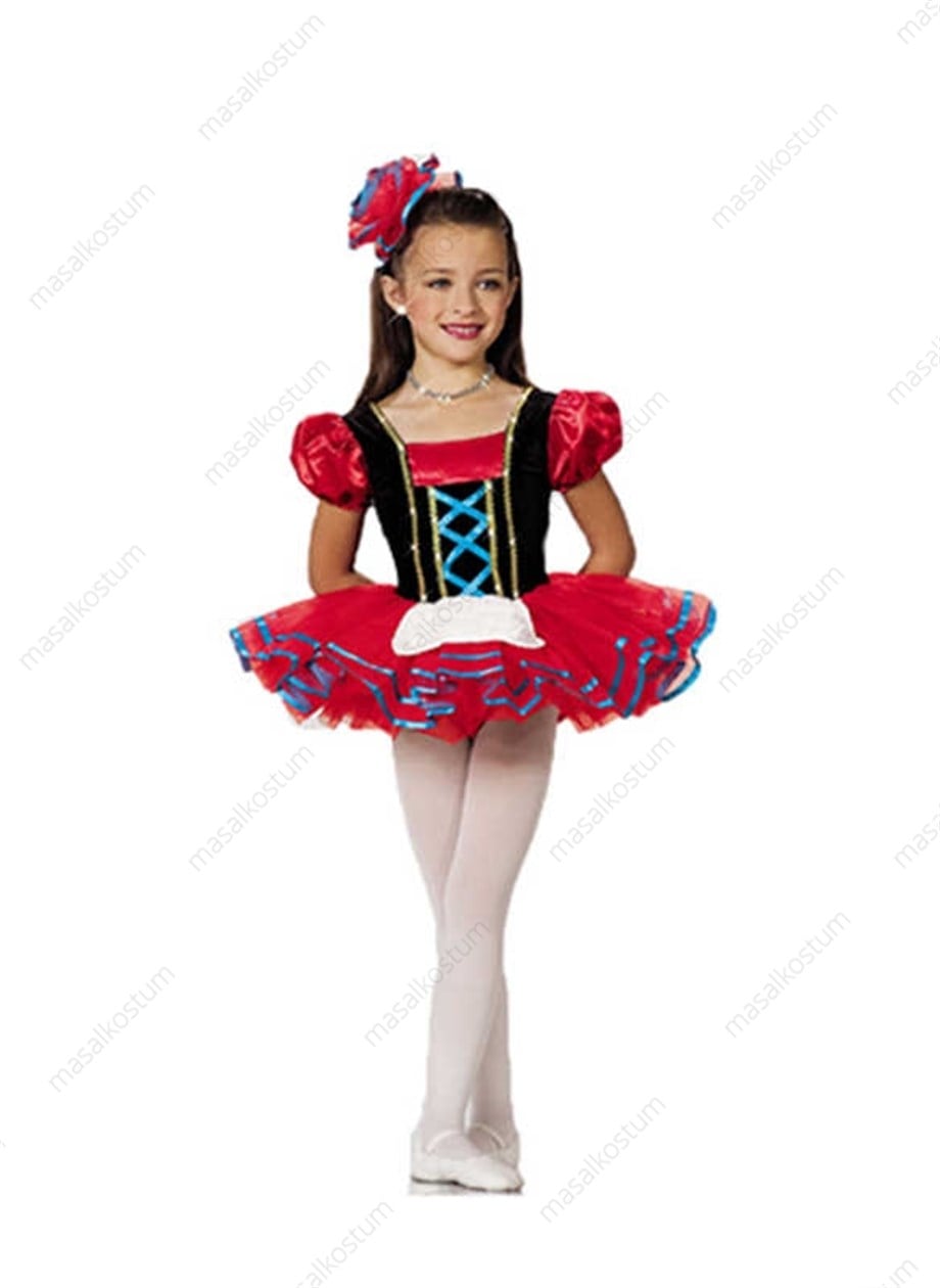 Tarantella Kırmızı Kısa Tütü Kostümü
