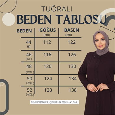 Fermuarlı Taşlı Mürdüm Ferace
