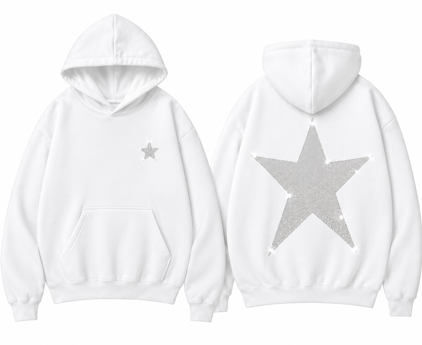 BEYAZ YILDIZ KAPÜŞONLU 3 İPLİK SWEATSHIRT