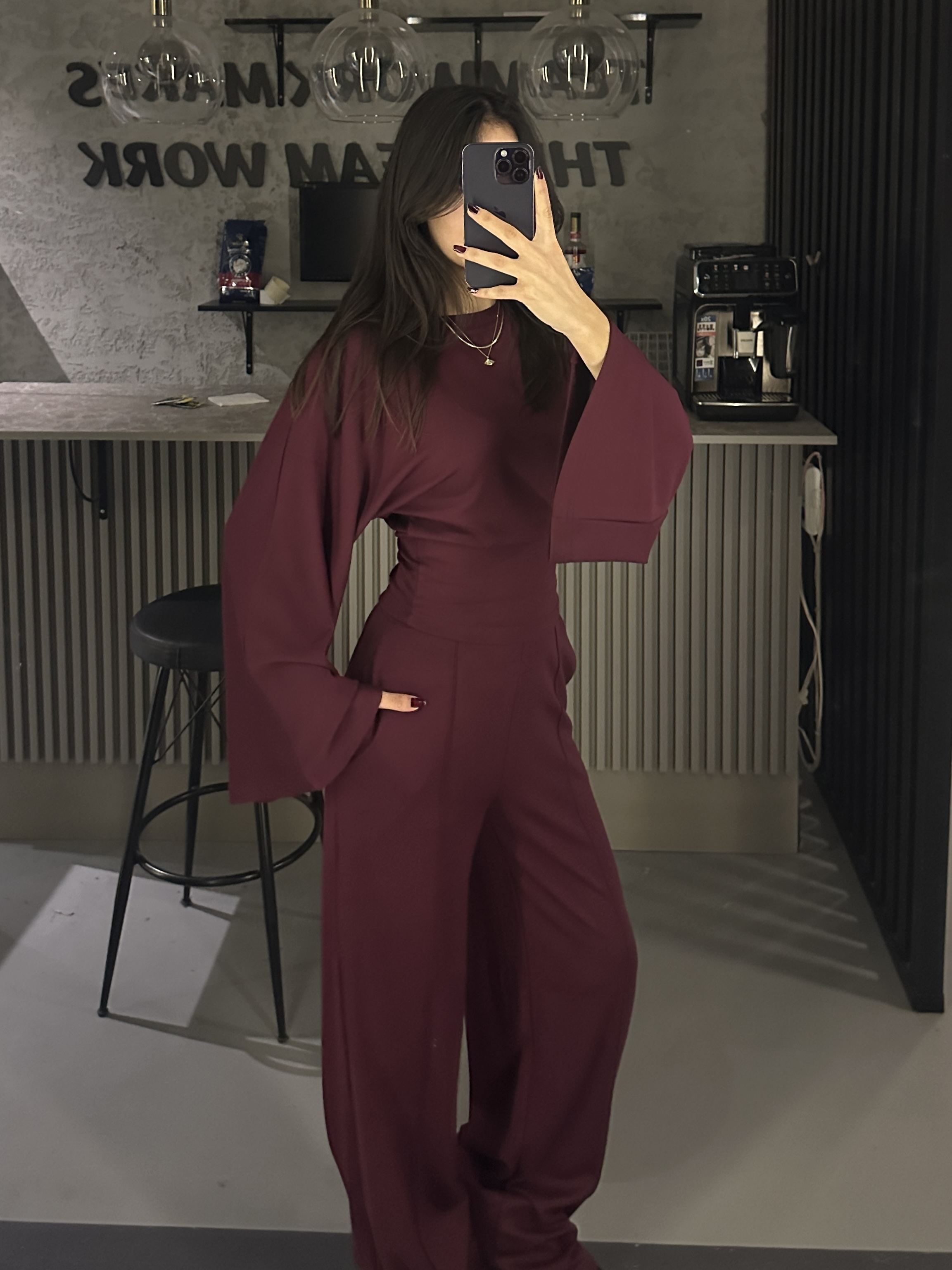BORDO BEL KORSELİ MODAL KUMAŞ TAKIM