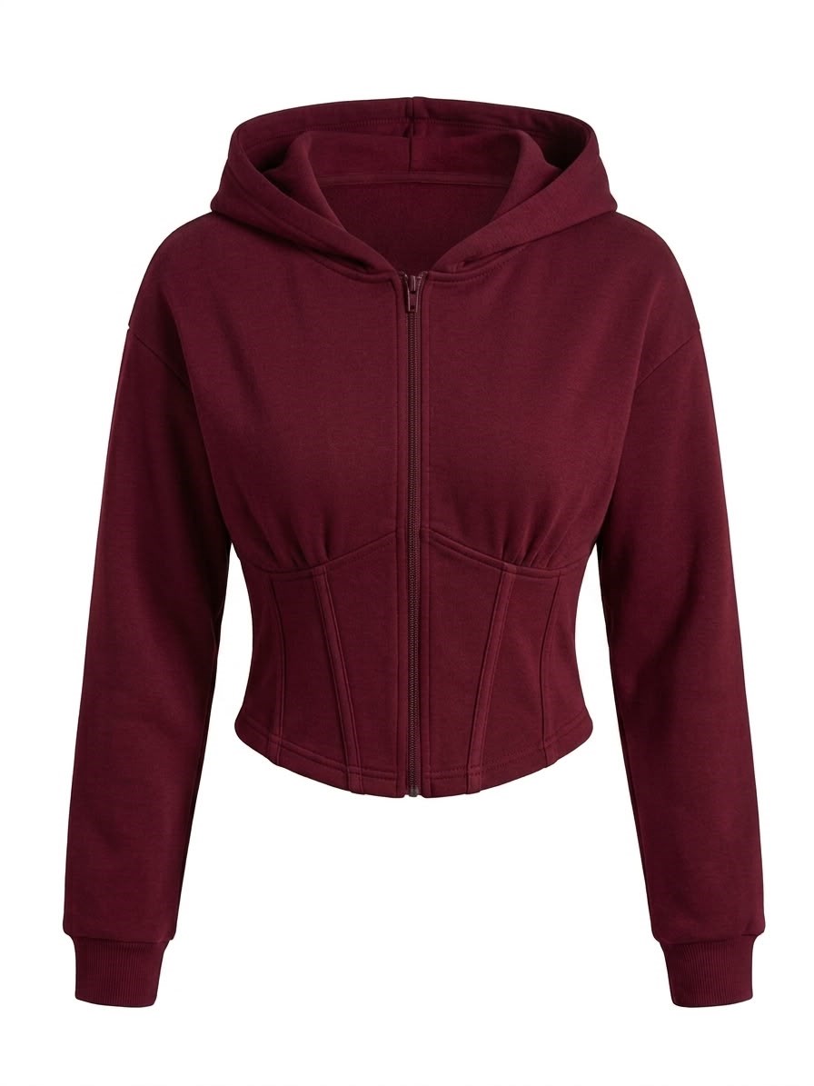 BORDO KORSELİ FERMUARLI HIRKA