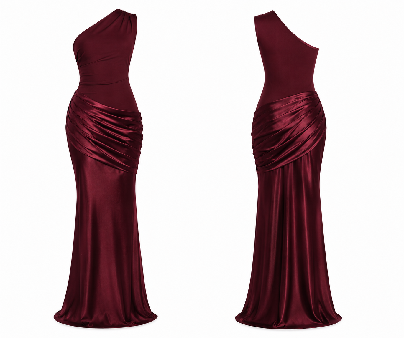 BORDO SATEN ELBİSE 