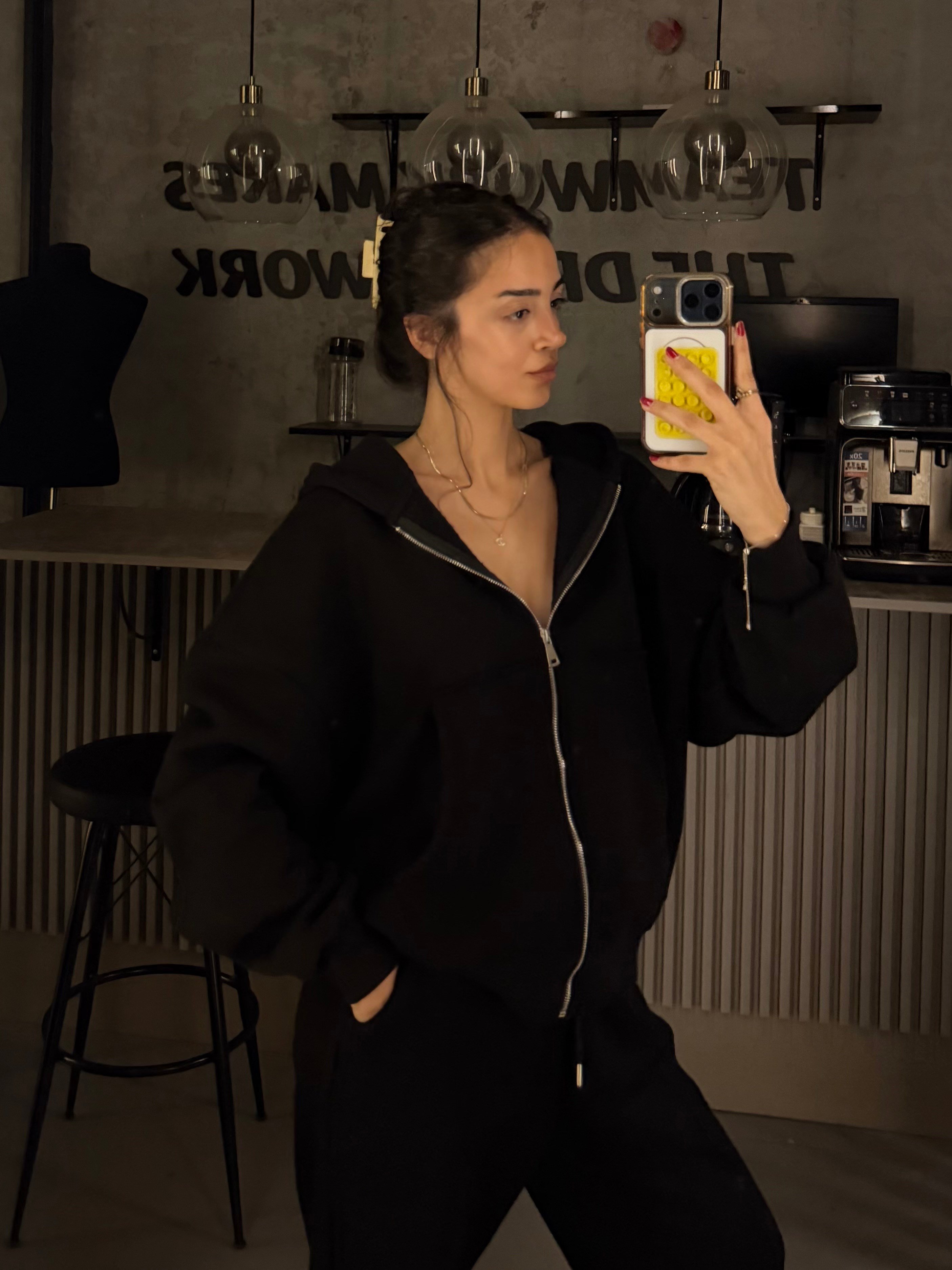 FC SİYAH TAM FERMUARLI KAPÜŞONLU 3 İPLİK SWEATSHIRT