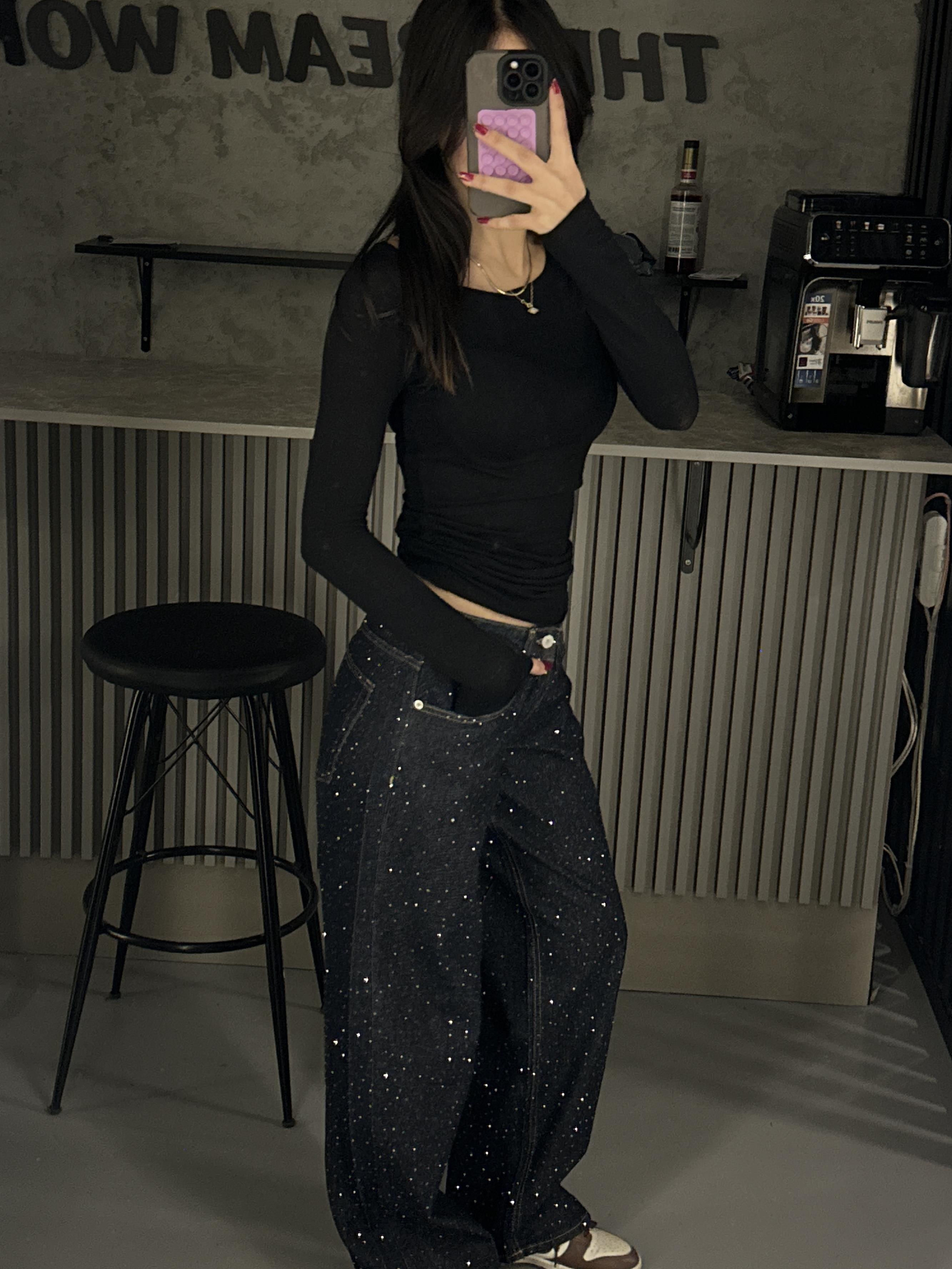 FULL TAŞLI KOYU KOT BAGGY JEAN