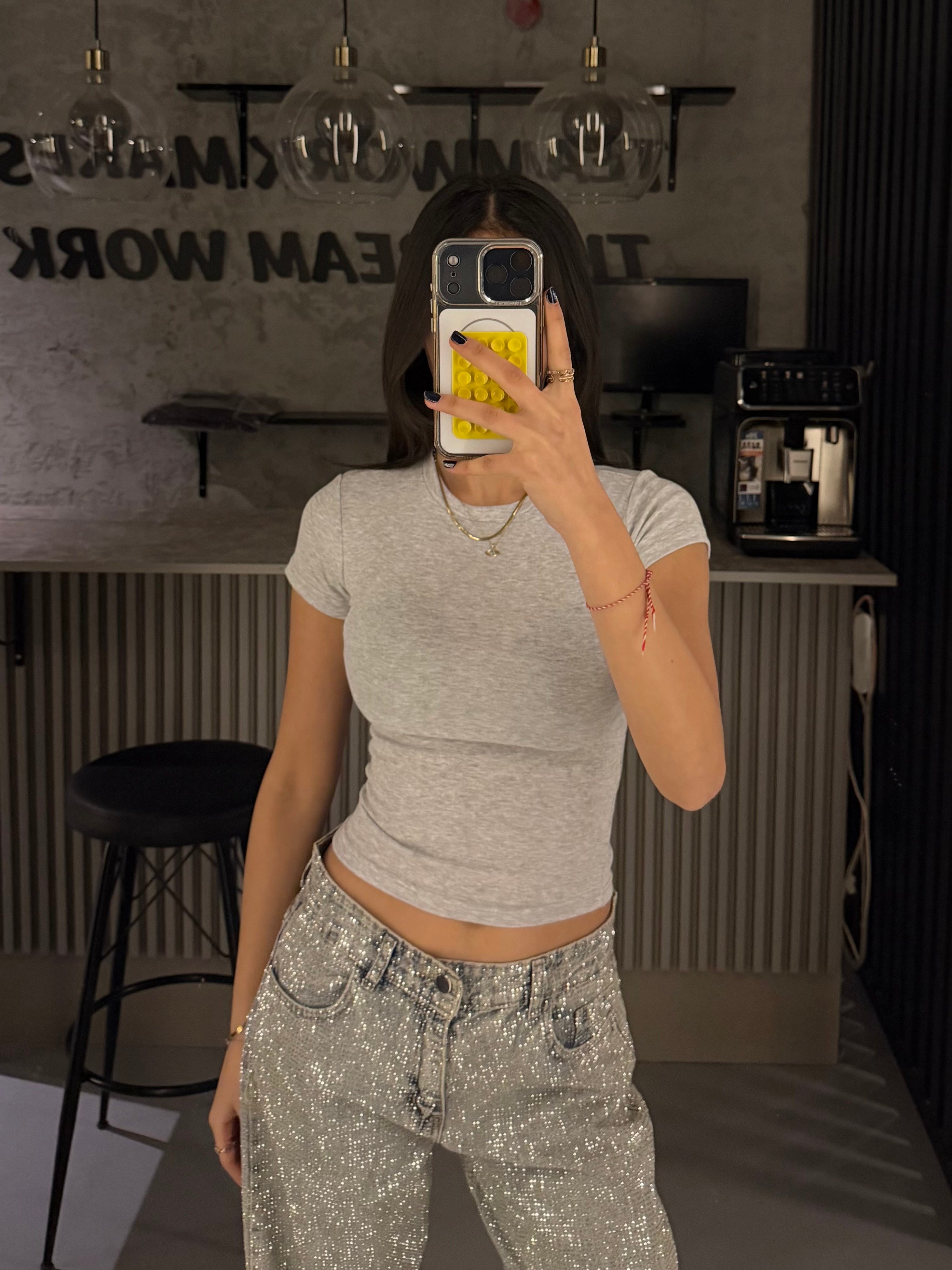 GRİ  KISA KOLLU BODY