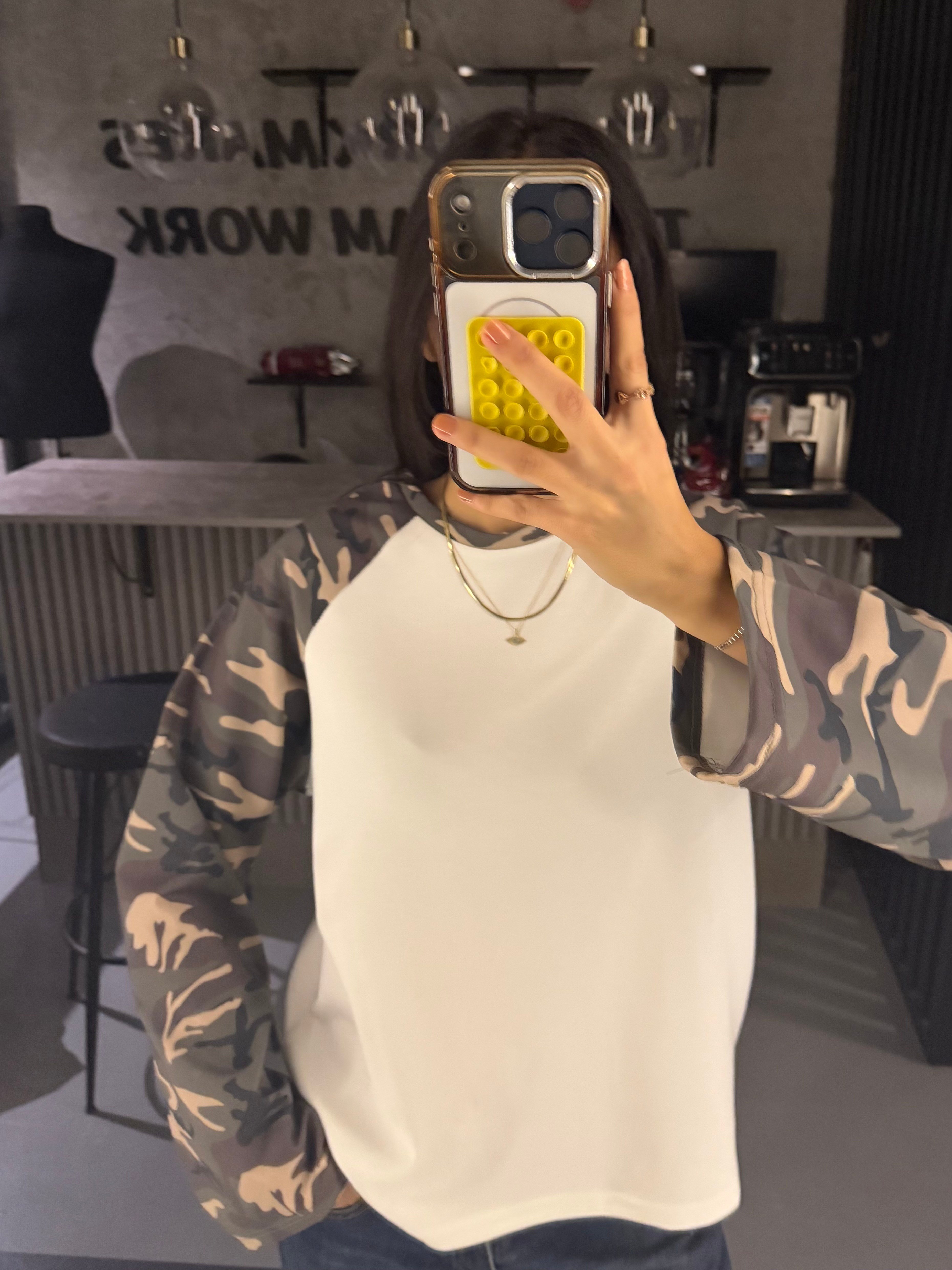 KAMUFLAJ REGLAM KOL SWEATER