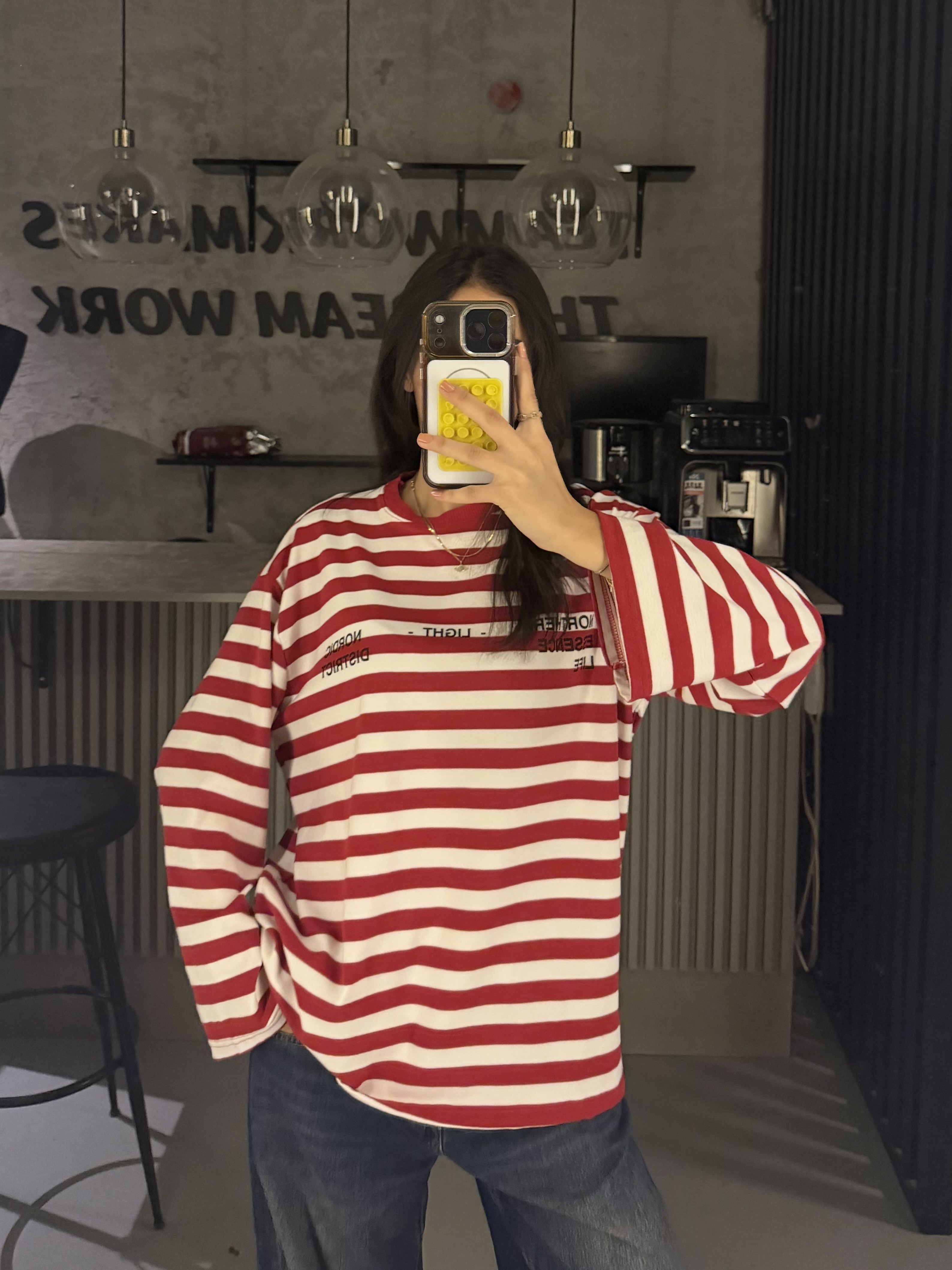 KIRMIZI LIGHT ÇİZGİLİ SWEATER